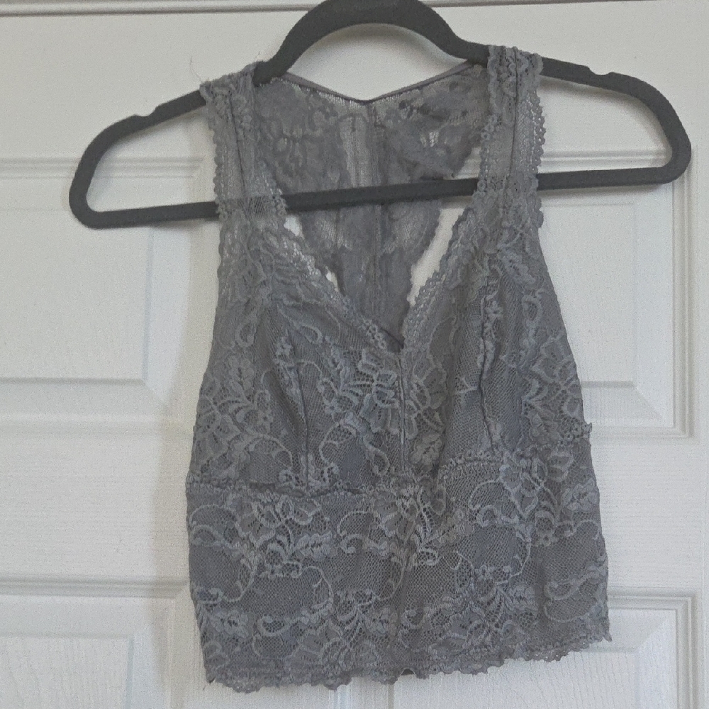 White House Black Market Gray Lace Camisole